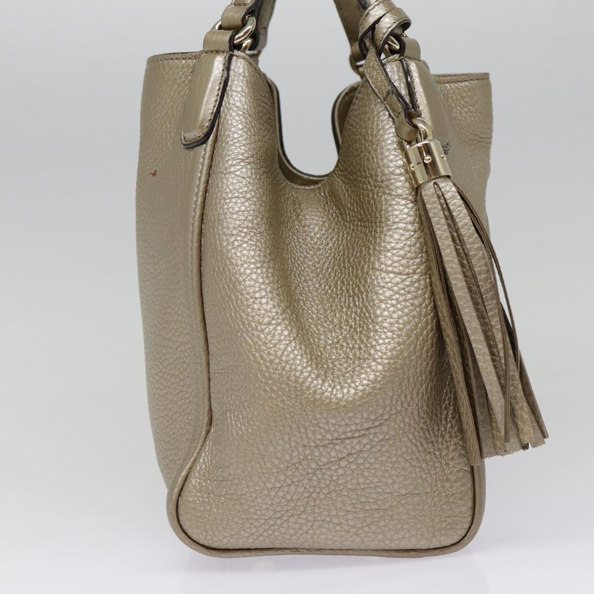 GUCCI Hand Bag Leather Gold Tone Gold 336751 ep5652