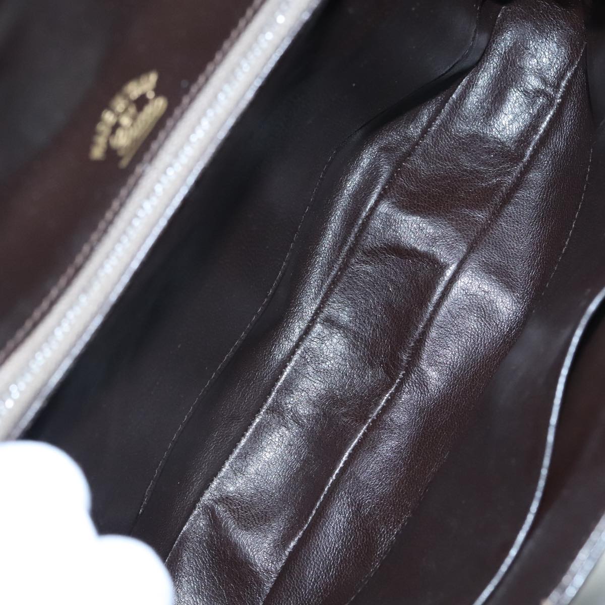 GUCCI Shoulder Bag Leather Brown Silver ep5673