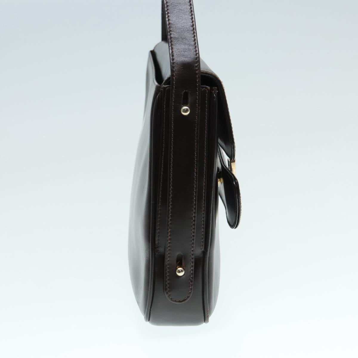GUCCI Shoulder Bag Leather Brown Silver ep5673