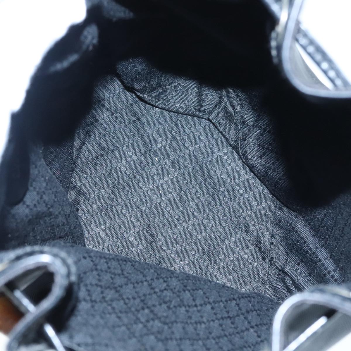 GUCCI Bamboo Hand Bag Nylon 2way Black Silver 001 3754 1657 ep5681