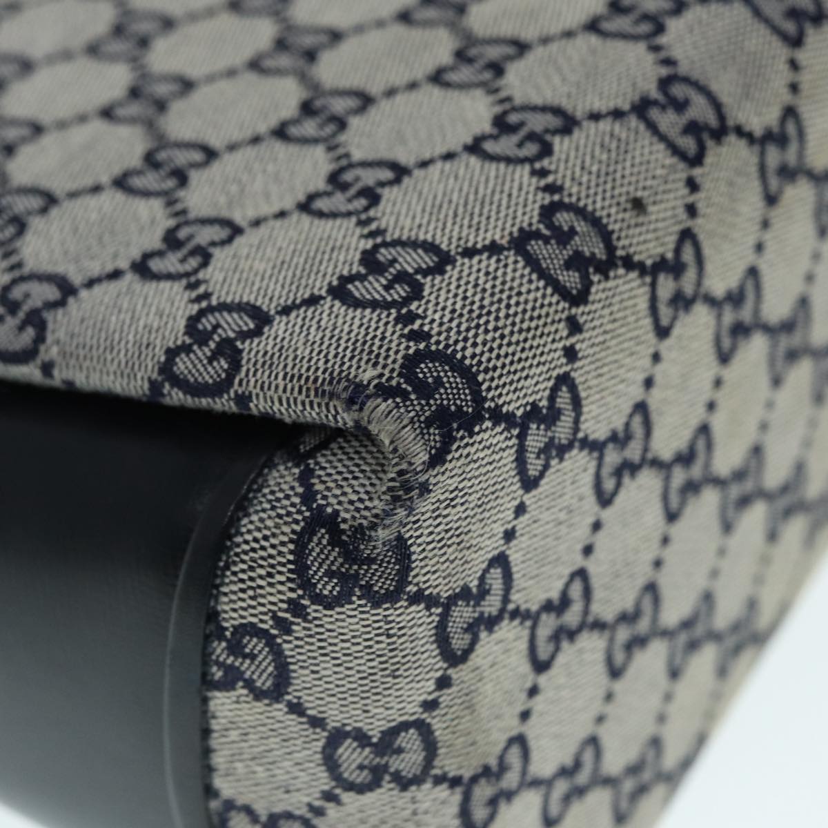 GUCCI GG Canvas Hand Bag Navy Gold ep5687