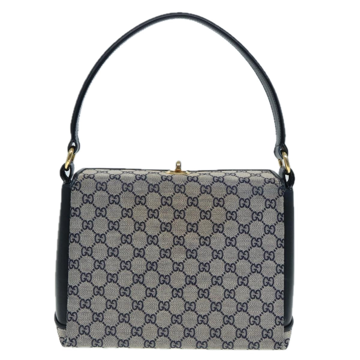 GUCCI GG Canvas Hand Bag Navy Gold ep5687