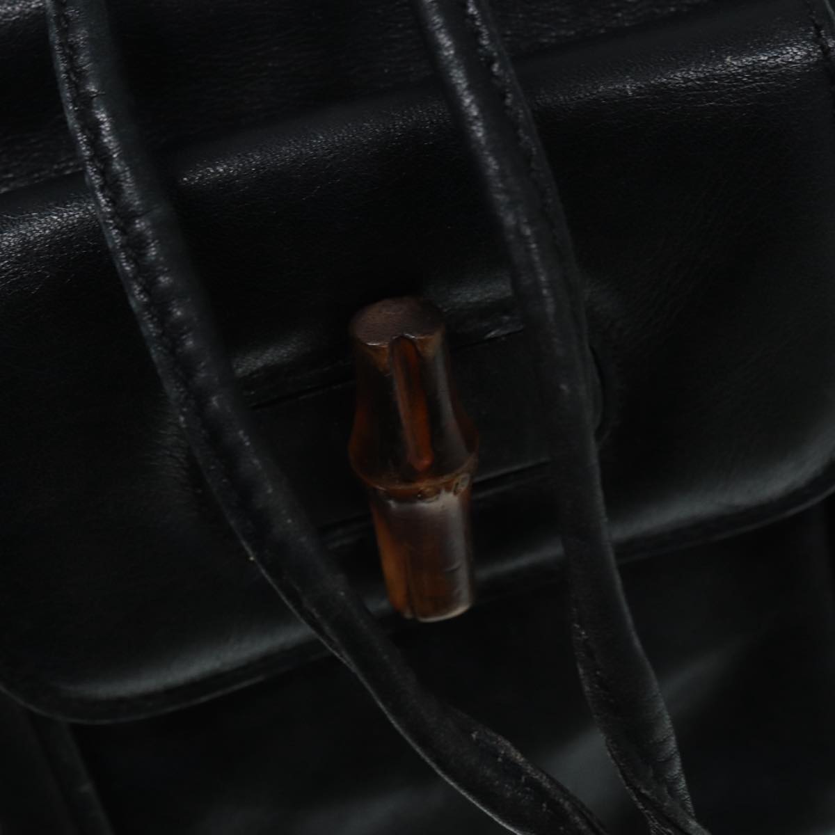 GUCCI Bamboo Backpack Leather Black Gold 003 2034 0030 ep5694