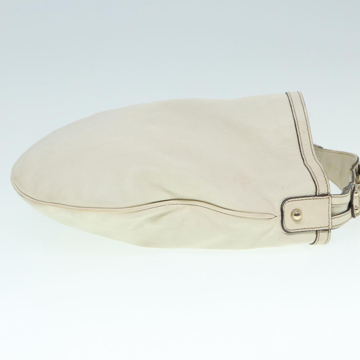 GUCCI Horsebit Shoulder Bag Leather Beige Gold 170013 ep5698