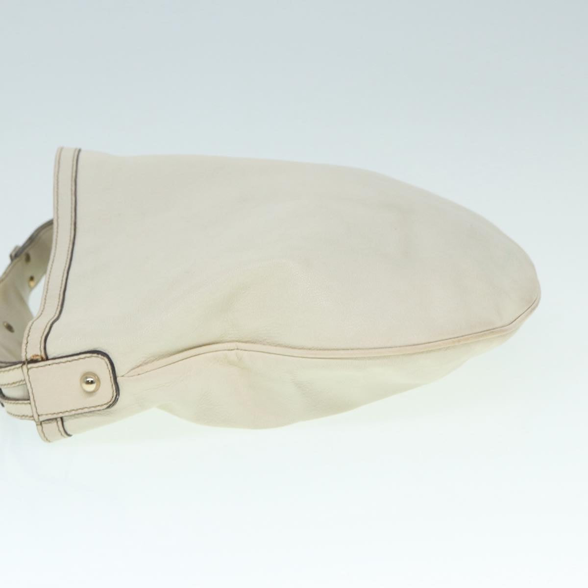 GUCCI Horsebit Shoulder Bag Leather Beige Gold 170013 ep5698
