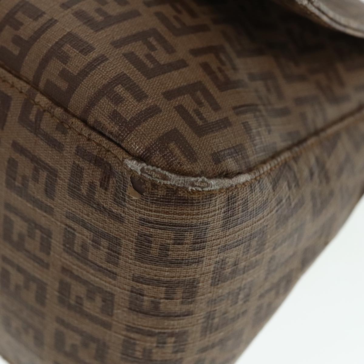 FENDI Zucchino Canvas Mamma Baguette Shoulder Bag Brown Gold ep5786