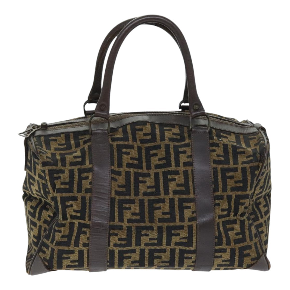 FENDI Zucca Canvas Boston Bag Brown Black ep5847