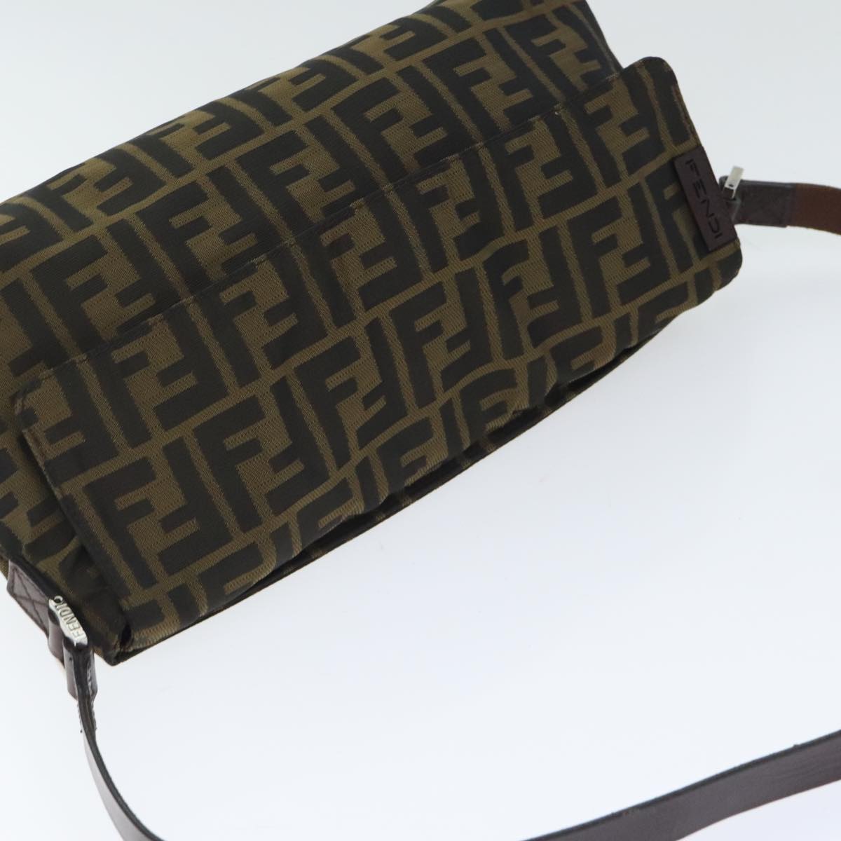 FENDI Zucca Canvas Shoulder Bag Brown Black Gold ep5867
