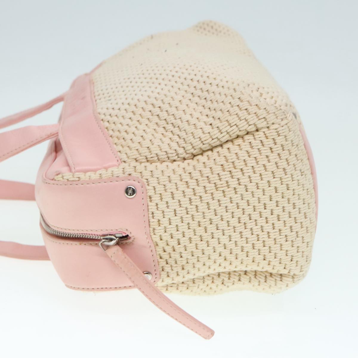 CHANEL Hand Bag Cotton Silver Beige CC ep5901