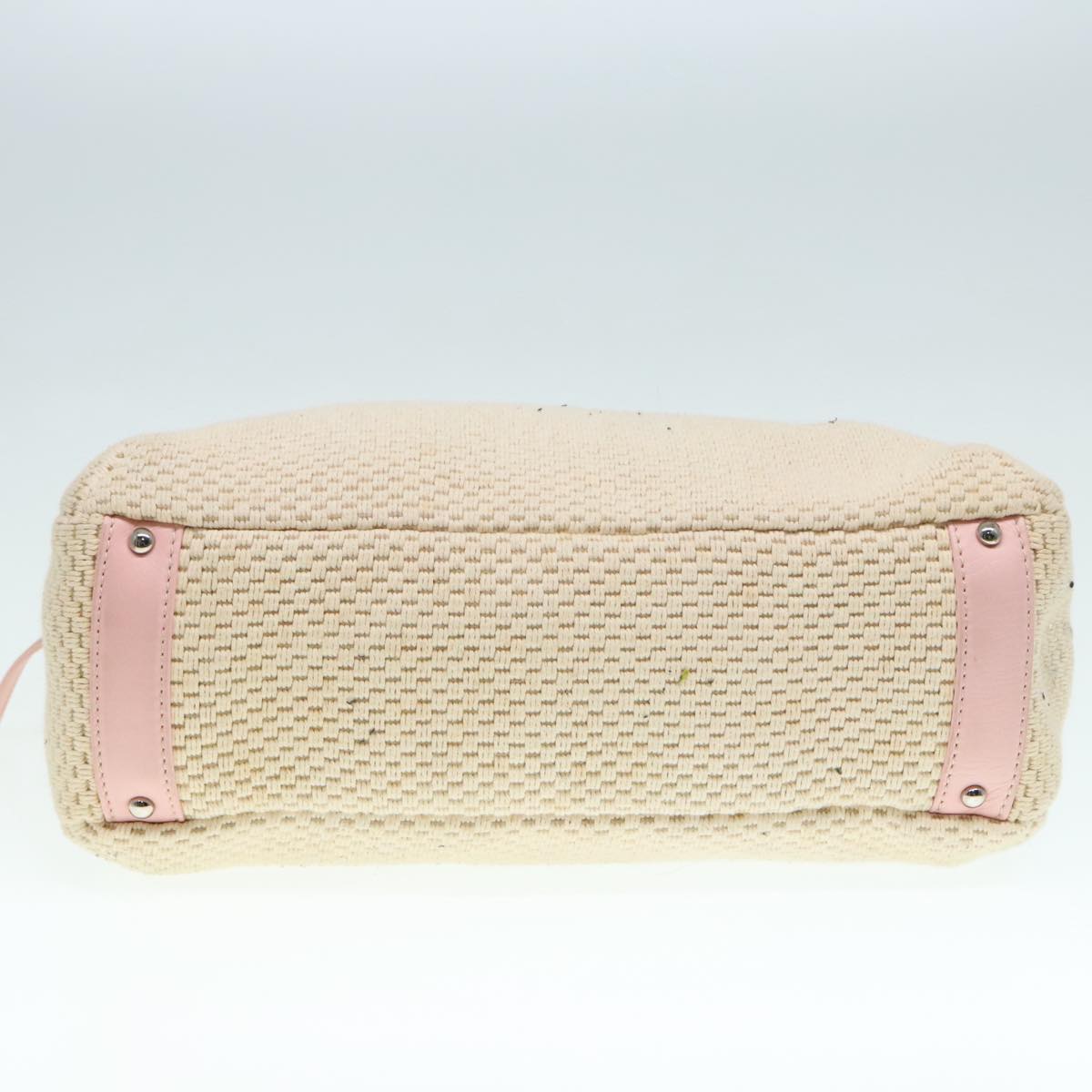 CHANEL Hand Bag Cotton Silver Beige CC ep5901