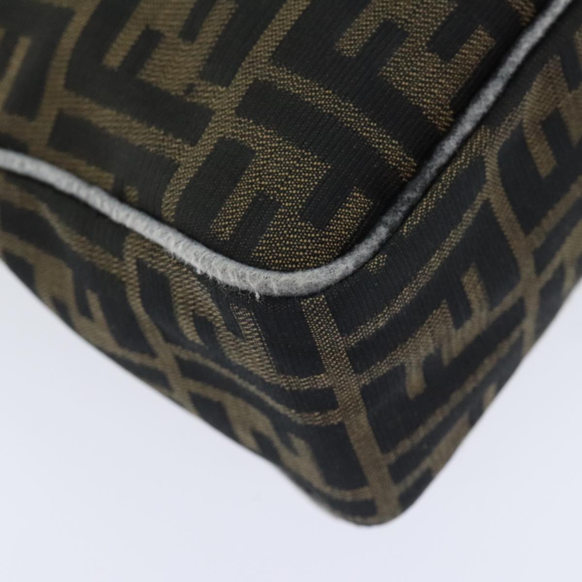 FENDI Zucca Canvas Shoulder Bag Brown Black Gold ep5919