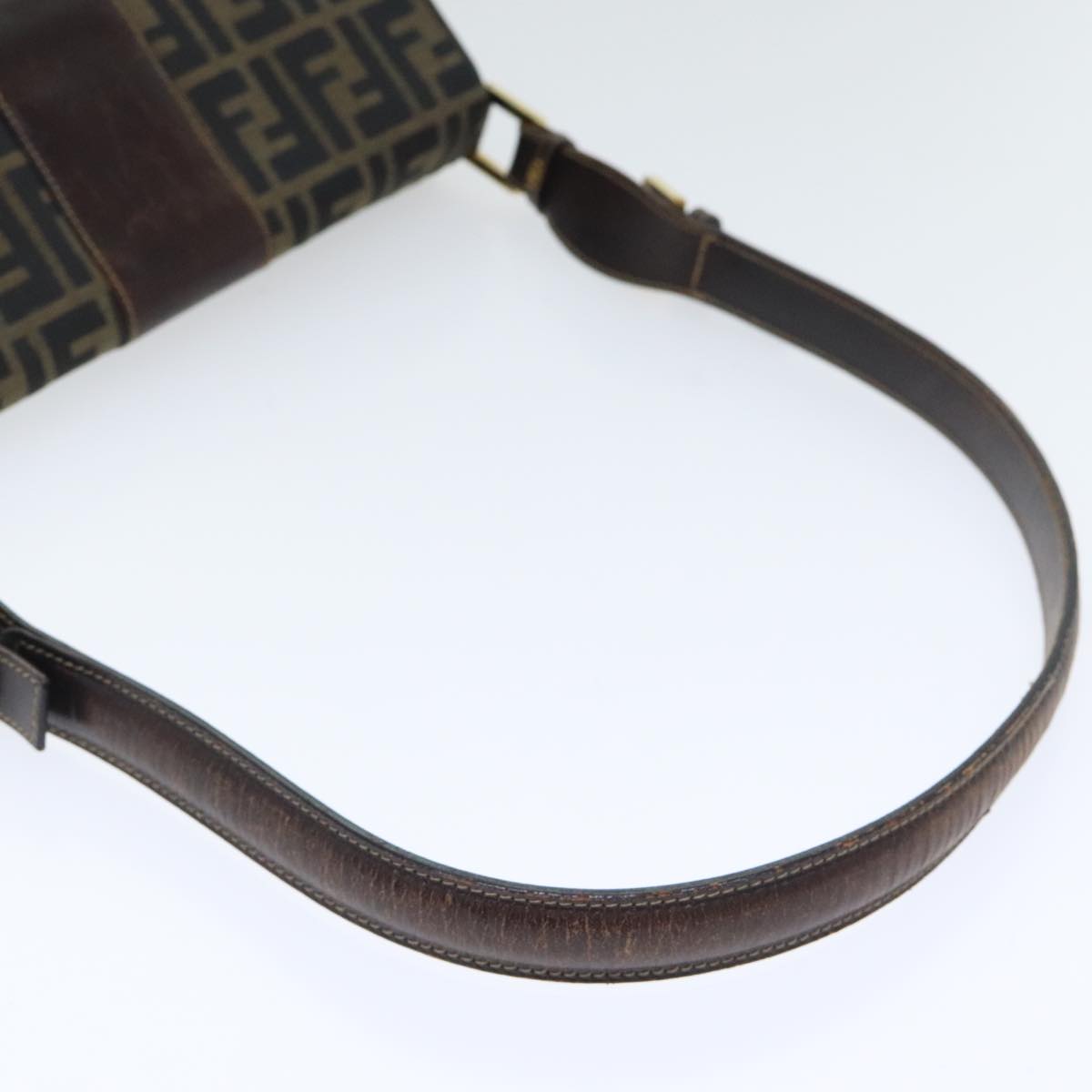 FENDI Zucca Canvas Shoulder Bag Brown Black Gold ep5919