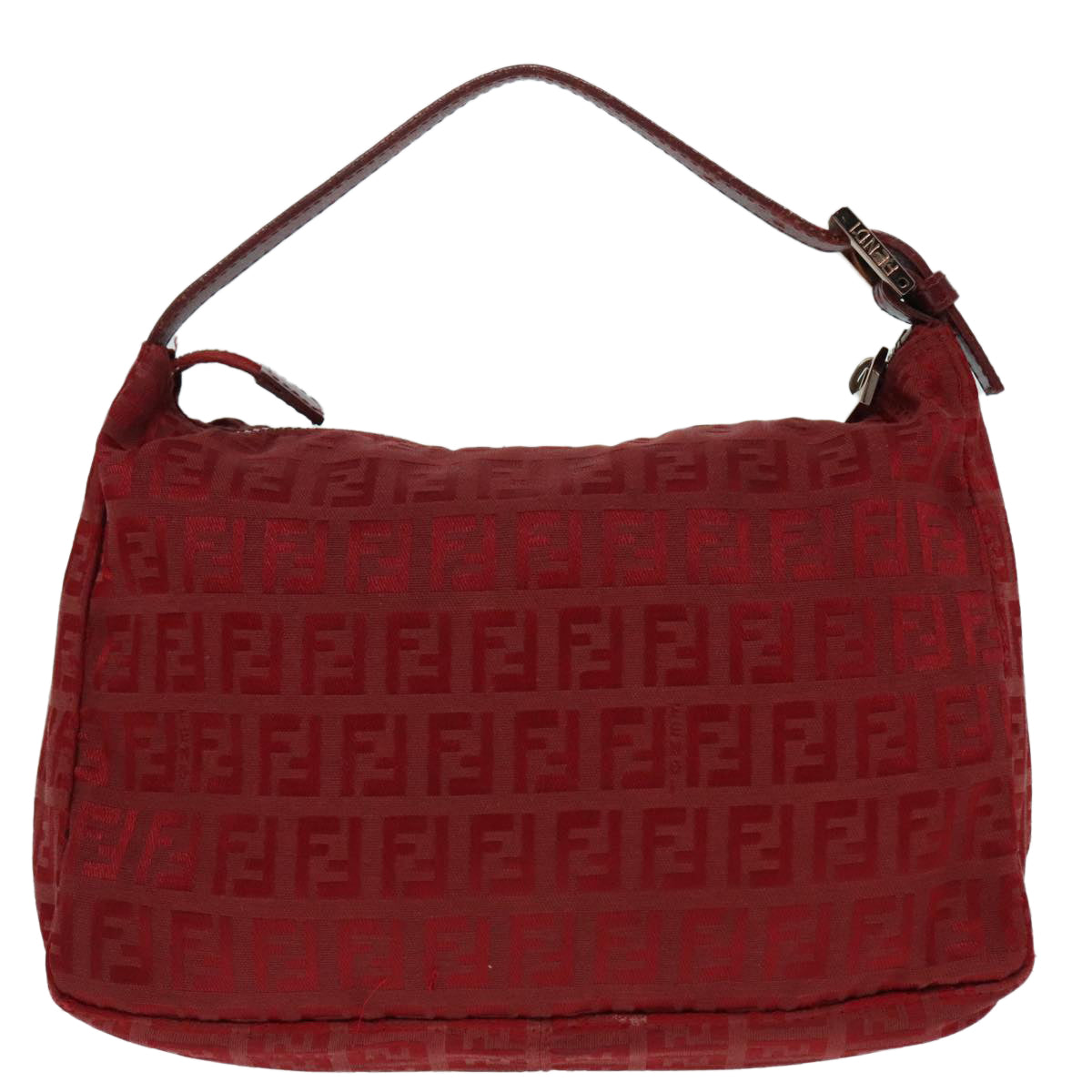 FENDI Zucchino Canvas Hand Bag Red Silver ep5978