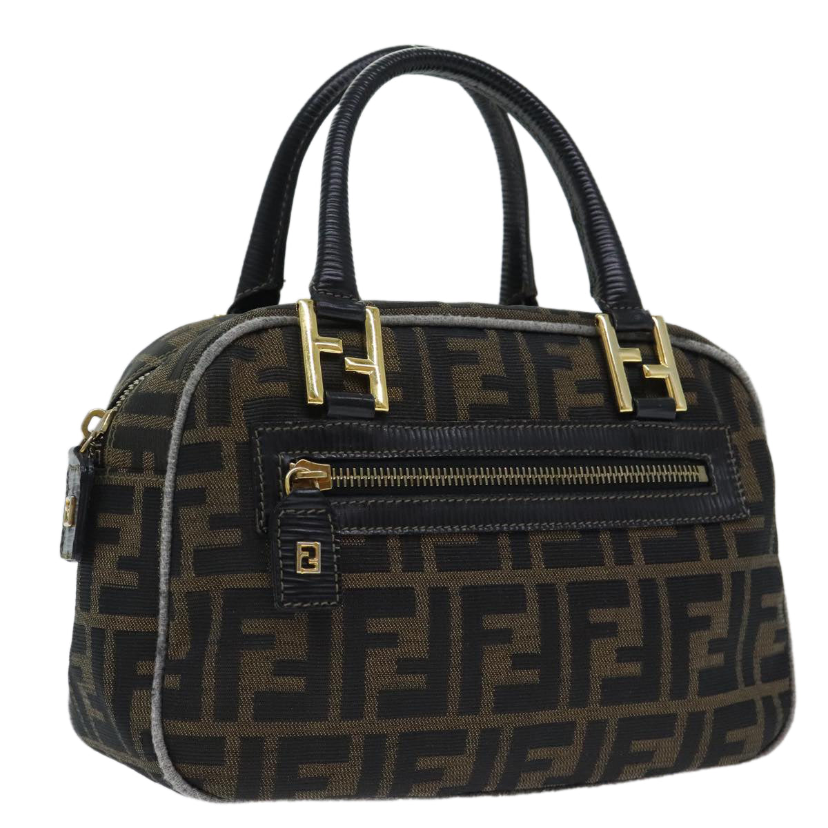 FENDI Zucca Canvas Hand Bag Brown Black ep5979