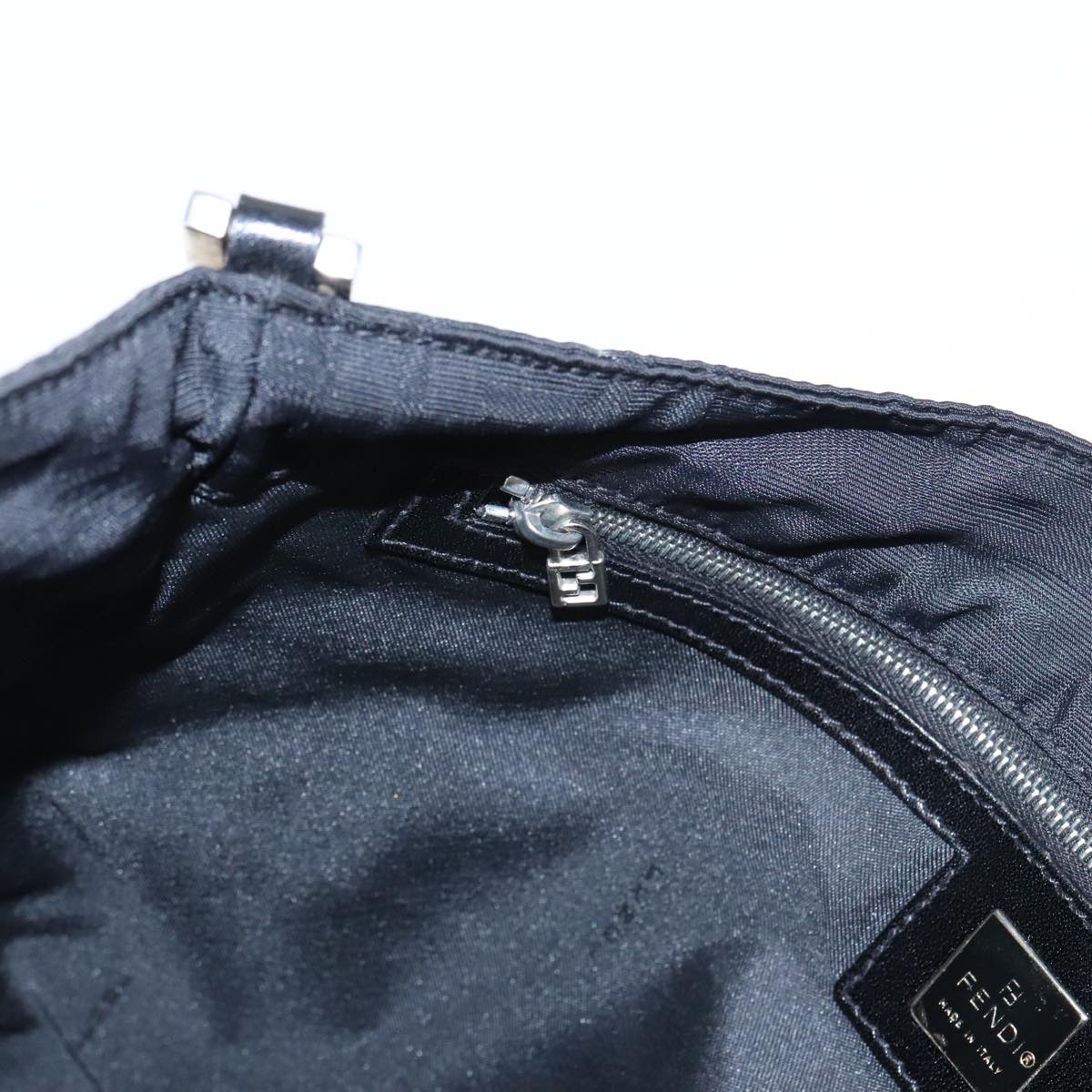 FENDI Zucca Canvas Shoulder Bag Nylon Black Silver ep6025