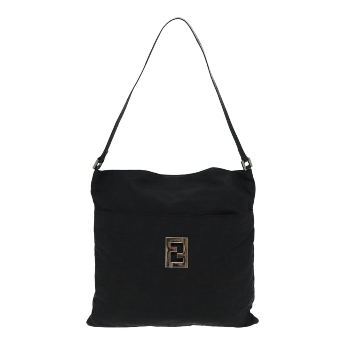 FENDI Zucca Canvas Shoulder Bag Nylon Black Silver ep6025