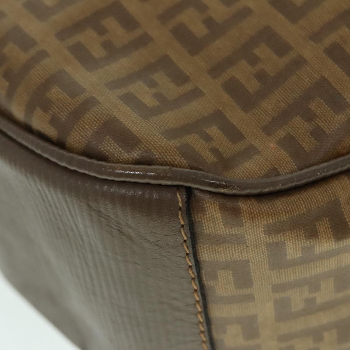 FENDI Zucchino Canvas Hand Bag Brown Gold ep6039