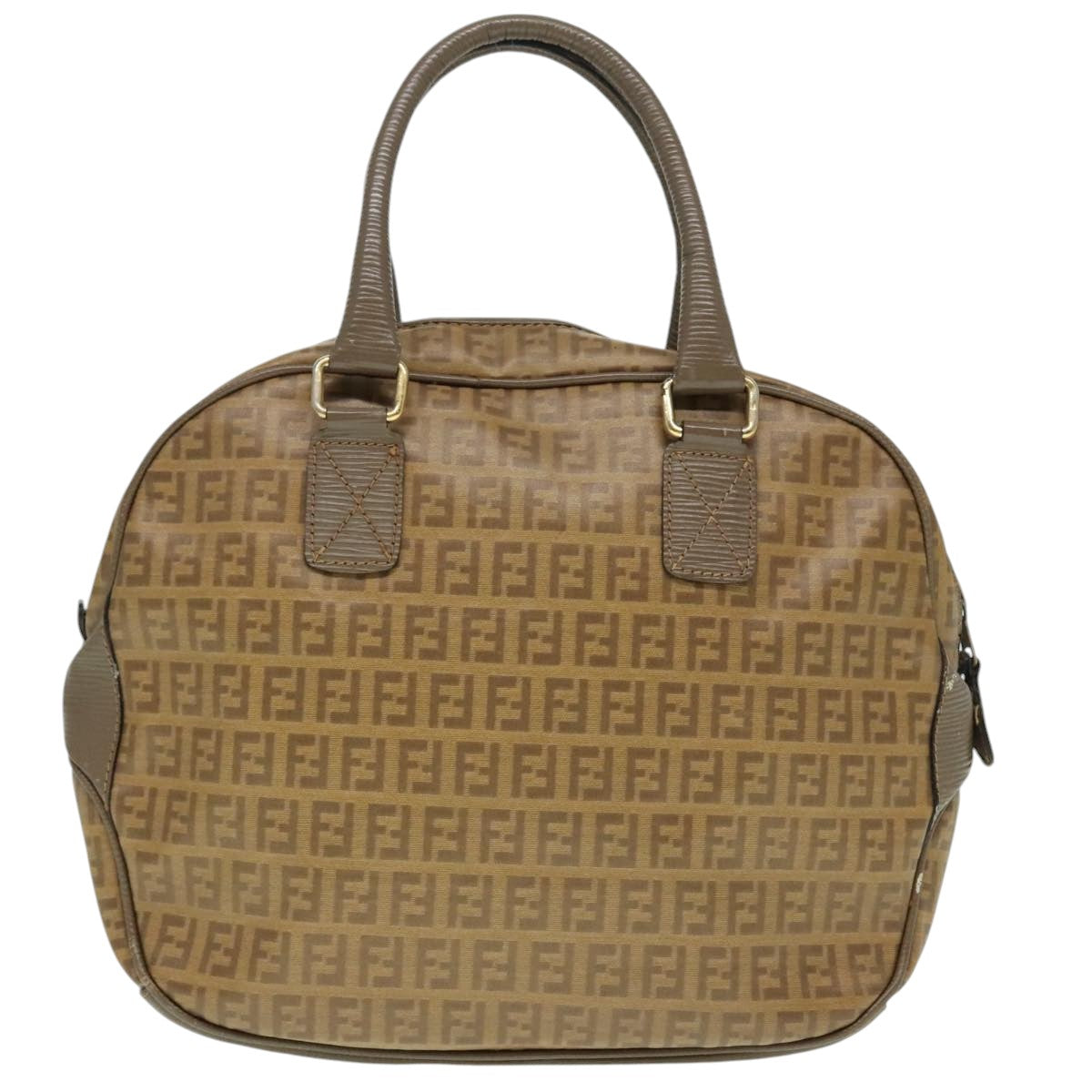 FENDI Zucchino Canvas Hand Bag Brown Gold ep6039