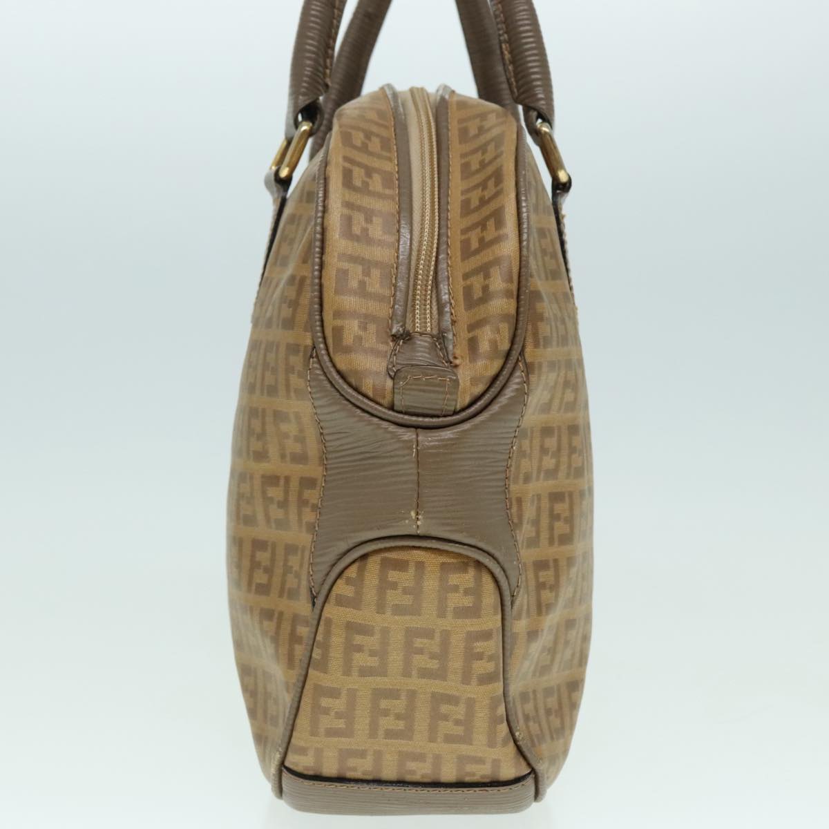 FENDI Zucchino Canvas Hand Bag Brown Gold ep6039