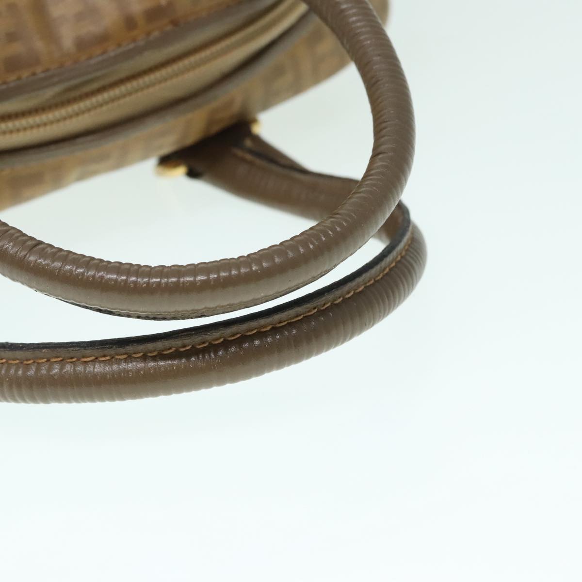 FENDI Zucchino Canvas Hand Bag Brown Gold ep6039