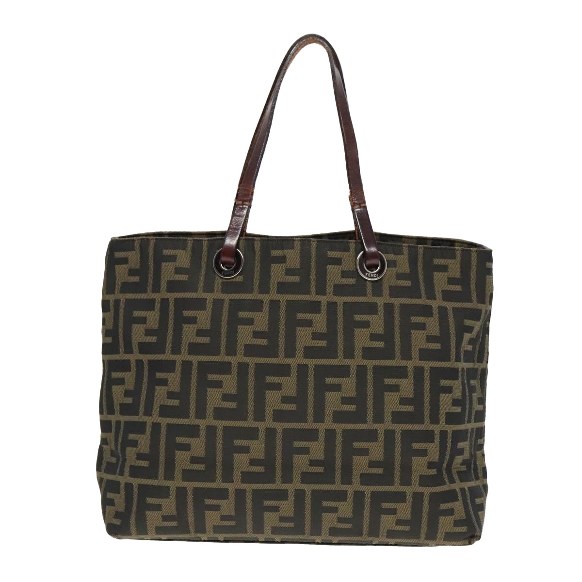FENDI Zucca Canvas Tote Bag Brown Silver ep6043