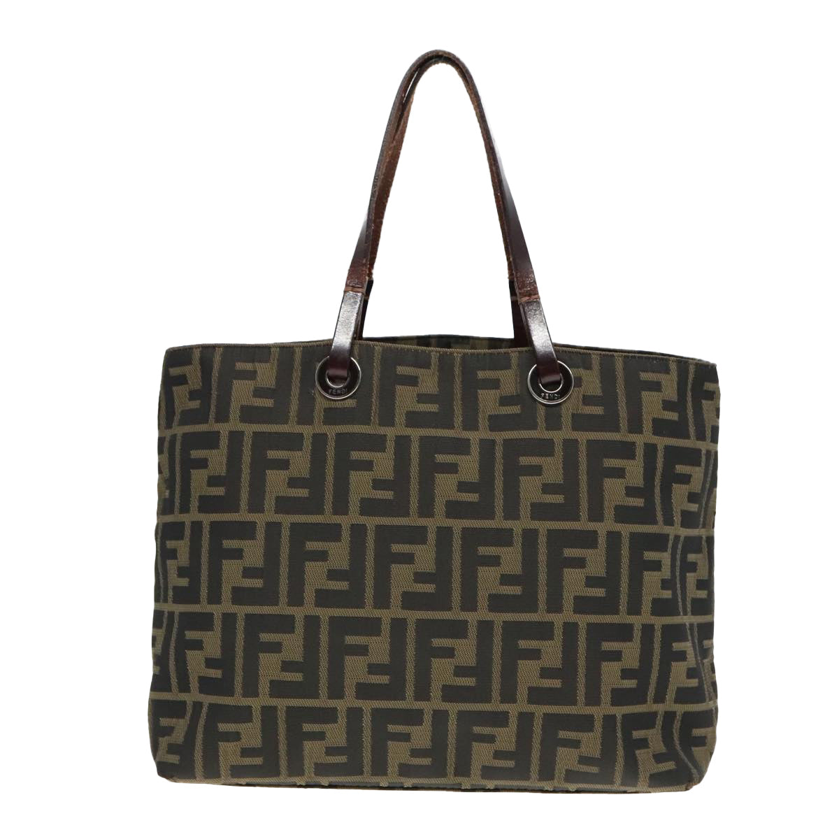 FENDI Zucca Canvas Tote Bag Brown Silver ep6043