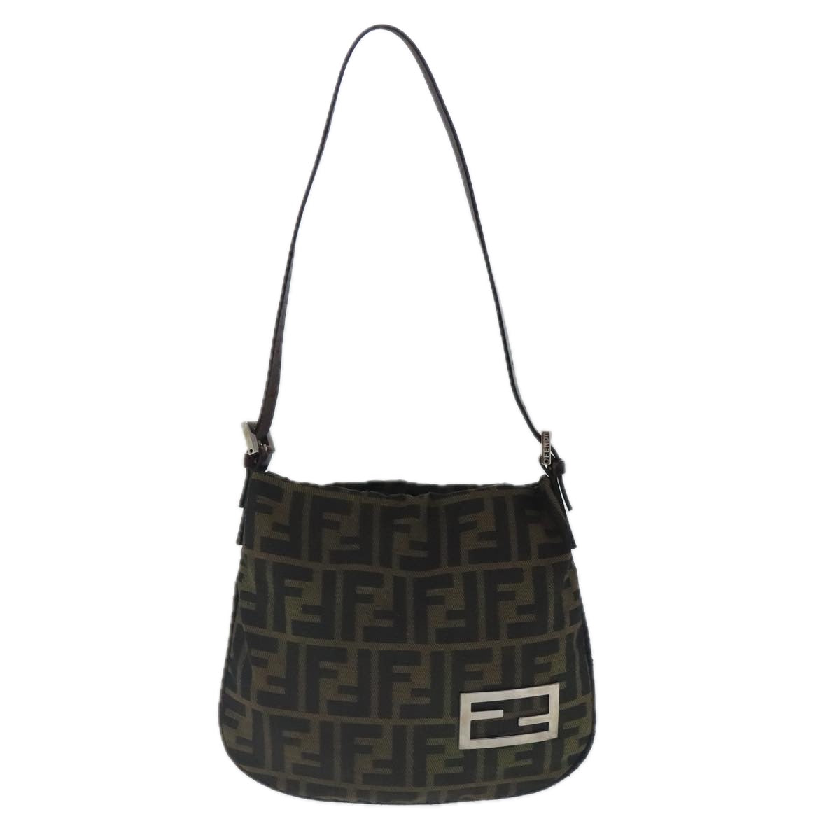 FENDI Zucca Canvas Hand Bag Brown Black Silver ep6060