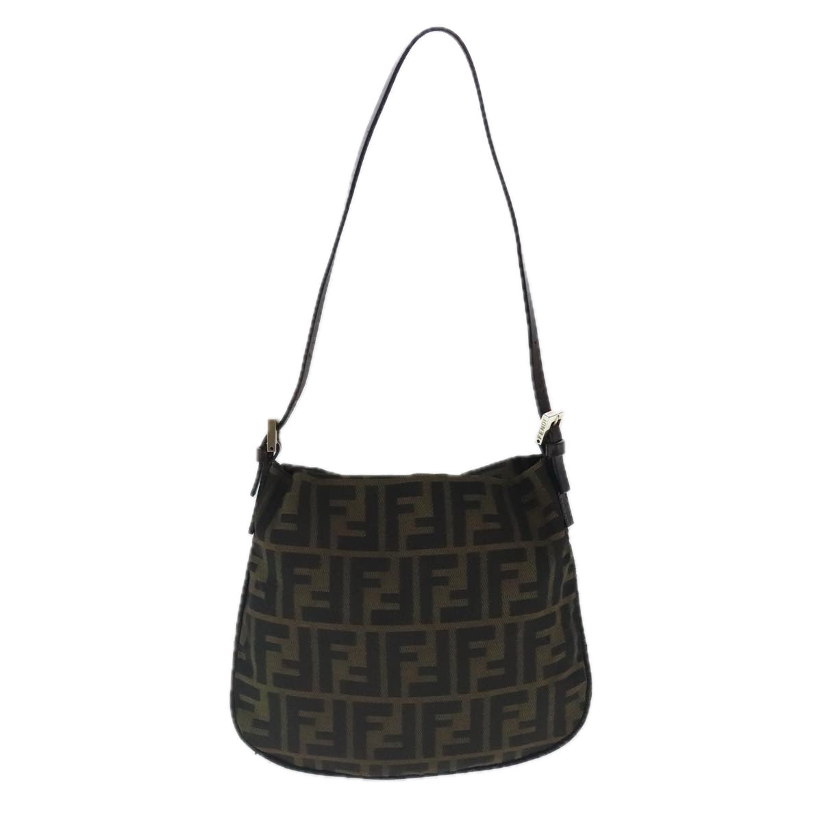 FENDI Zucca Canvas Hand Bag Brown Black Silver ep6060
