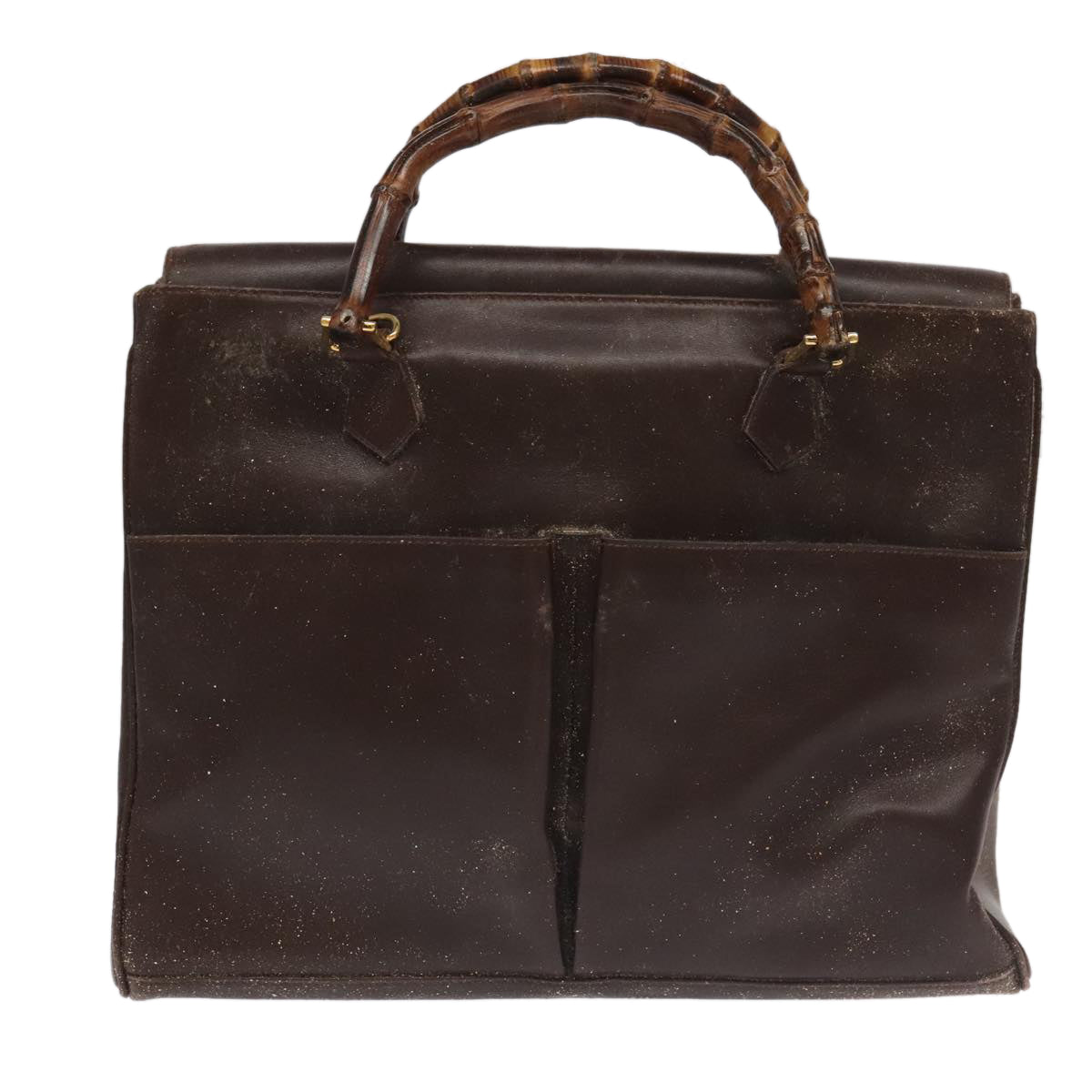 GUCCI Bamboo Hand Bag Leather 2way Brown Gold 002 123 0322 ep6061