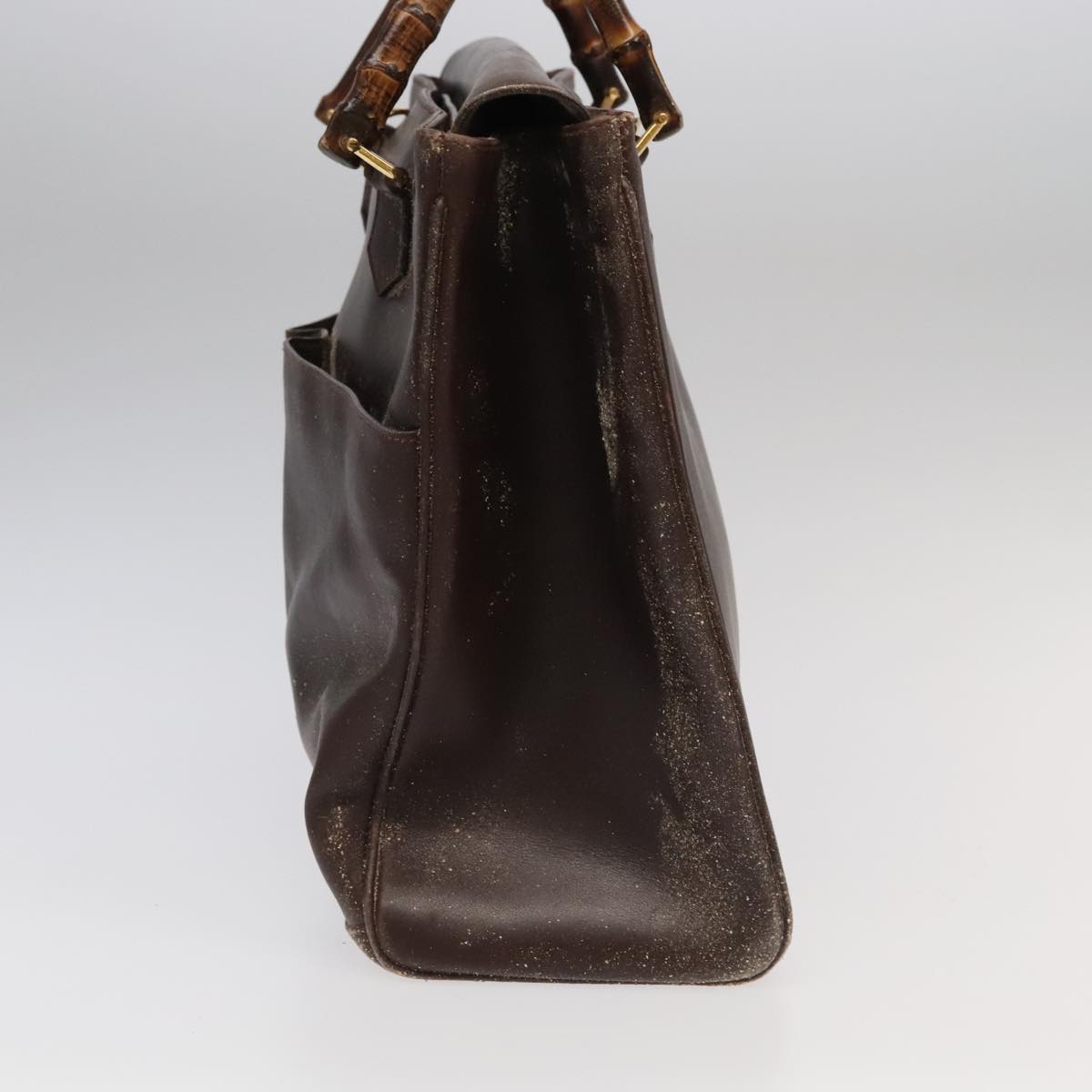 GUCCI Bamboo Hand Bag Leather 2way Brown Gold 002 123 0322 ep6061