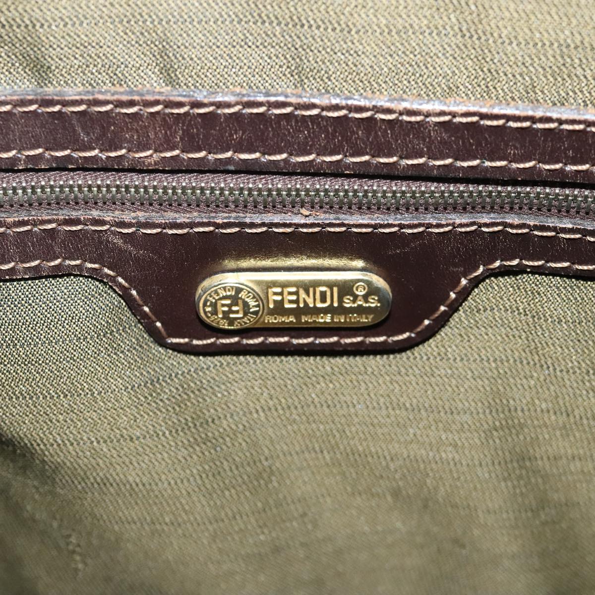 FENDI Zucca Canvas Shoulder Bag Black Brown gold ep6131