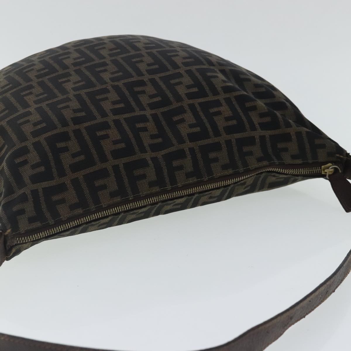 FENDI Zucca Canvas Shoulder Bag Black Brown gold ep6131