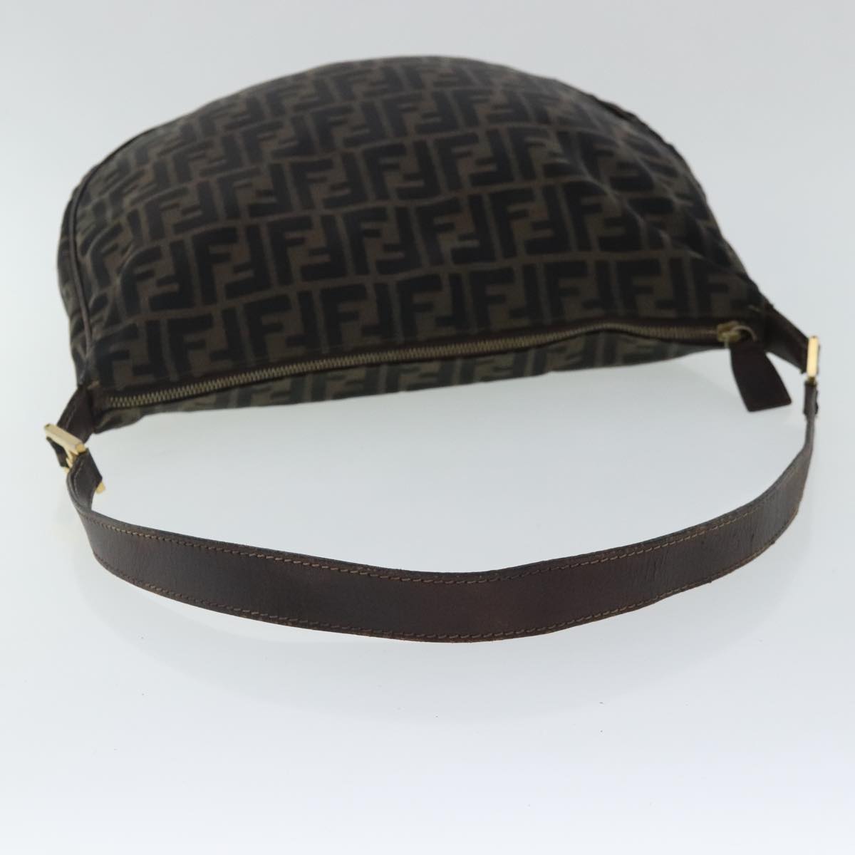 FENDI Zucca Canvas Shoulder Bag Black Brown gold ep6131