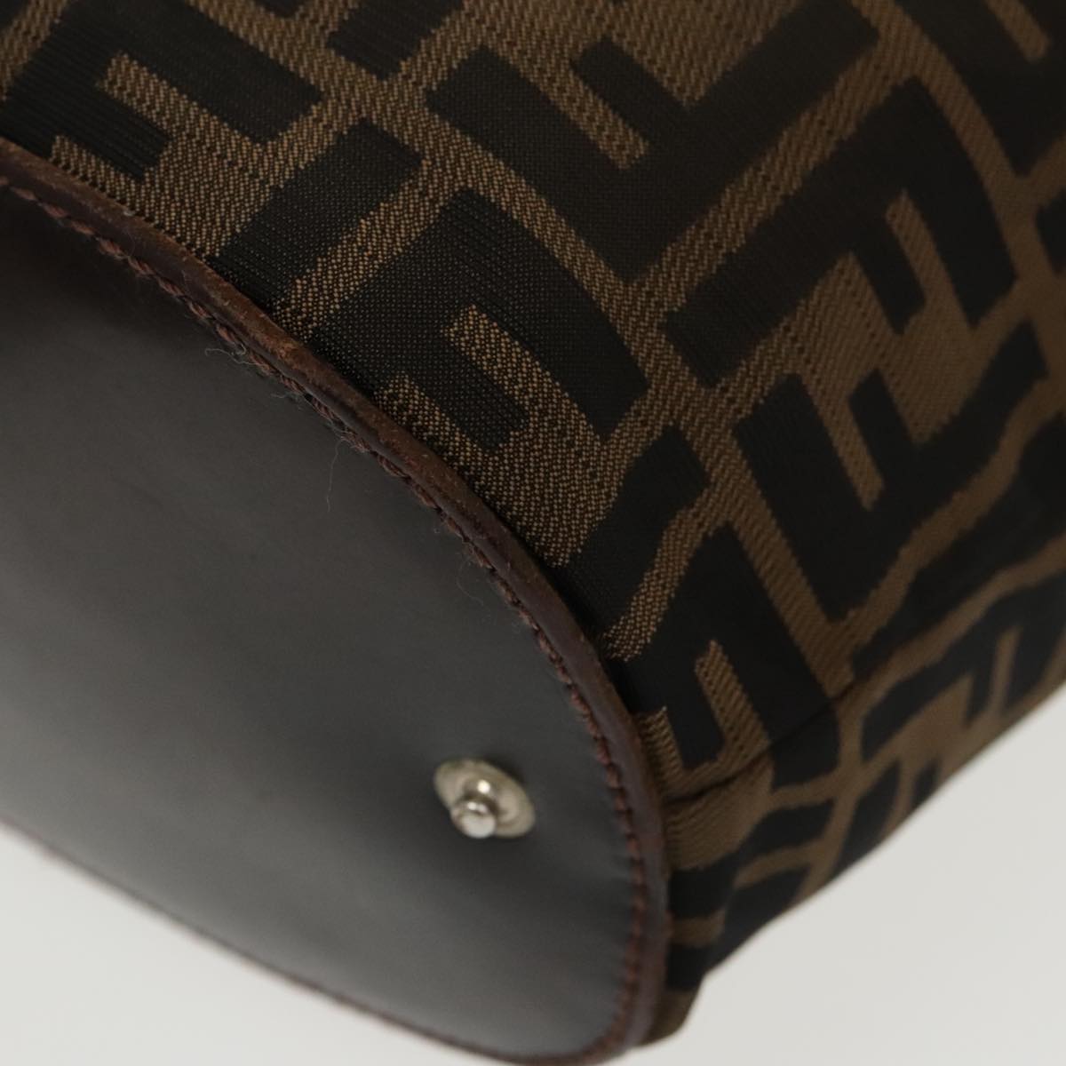 FENDI Zucca Canvas Hand Bag Brown Black Silver ep6144
