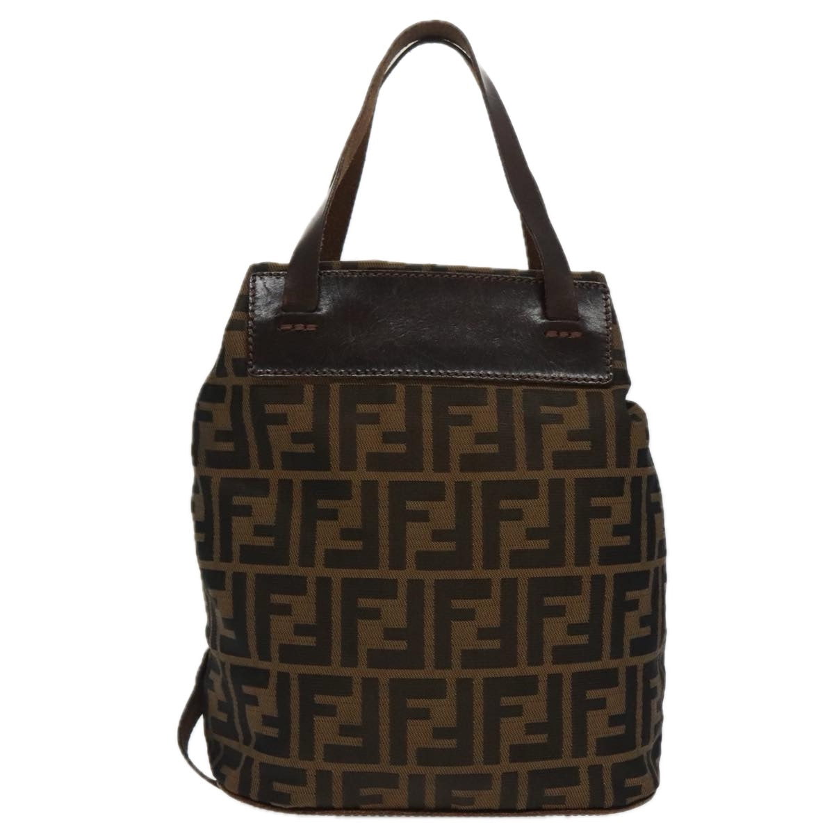 FENDI Zucca Canvas Hand Bag Brown Black Silver ep6144