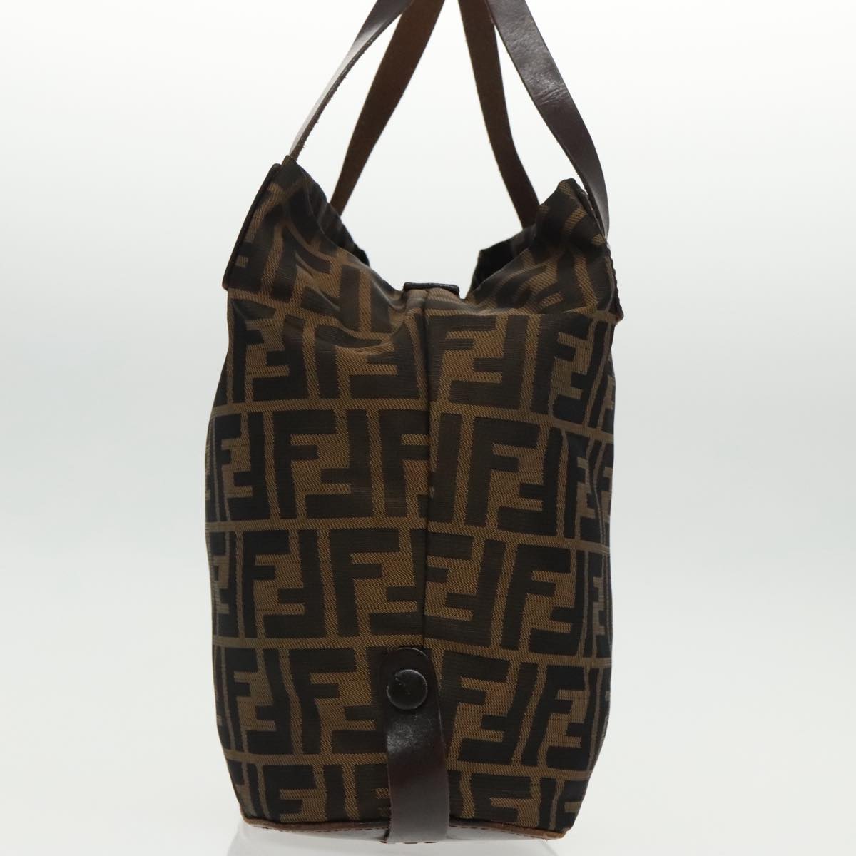 FENDI Zucca Canvas Hand Bag Brown Black Silver ep6144