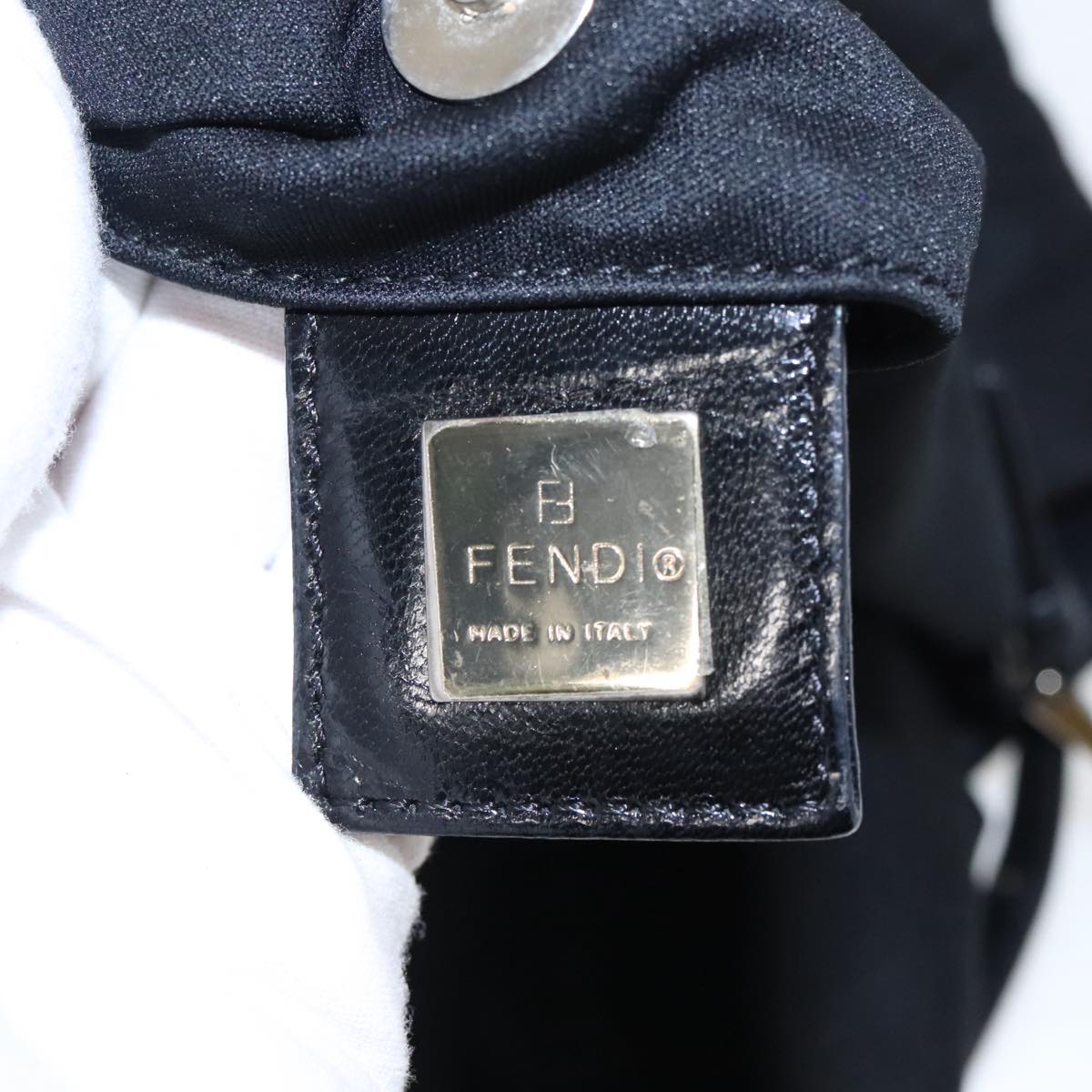 FENDI Hand Bag Nylon Black Silver ep6150