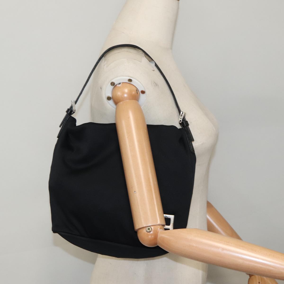 FENDI Hand Bag Nylon Black Silver ep6150