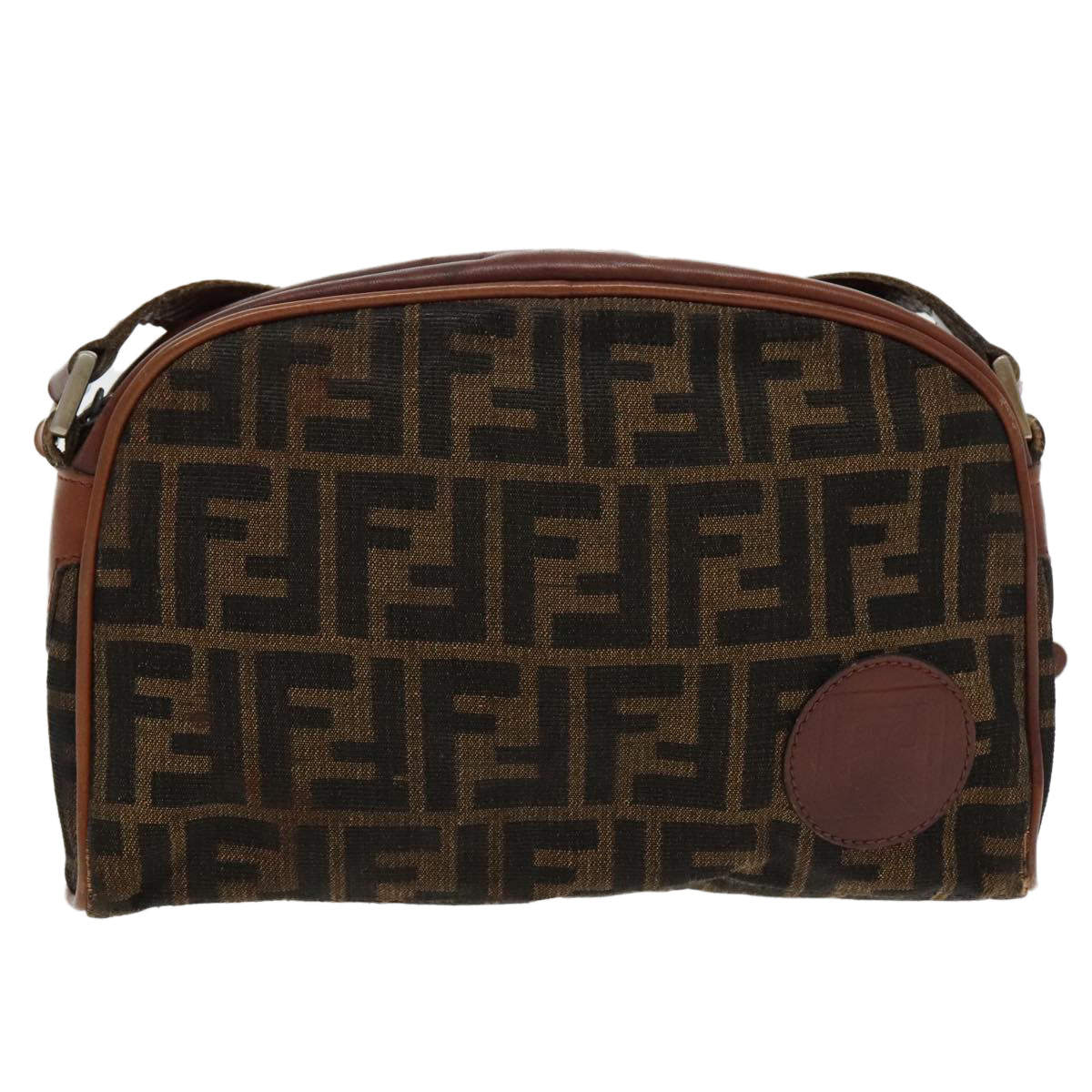 FENDI Zucca Canvas Shoulder Bag Vintage Black Brown ep6165