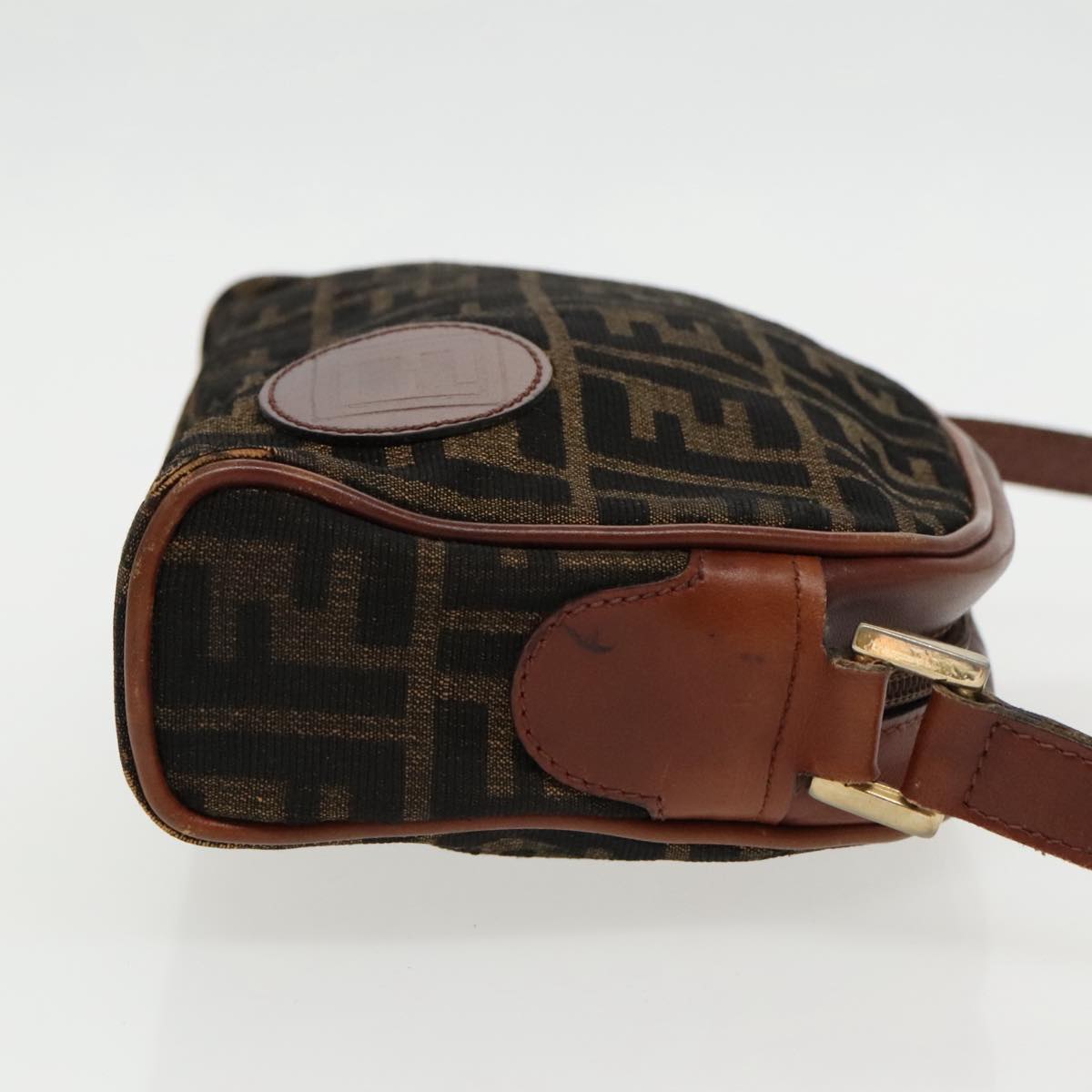 FENDI Zucca Canvas Shoulder Bag Vintage Black Brown ep6165