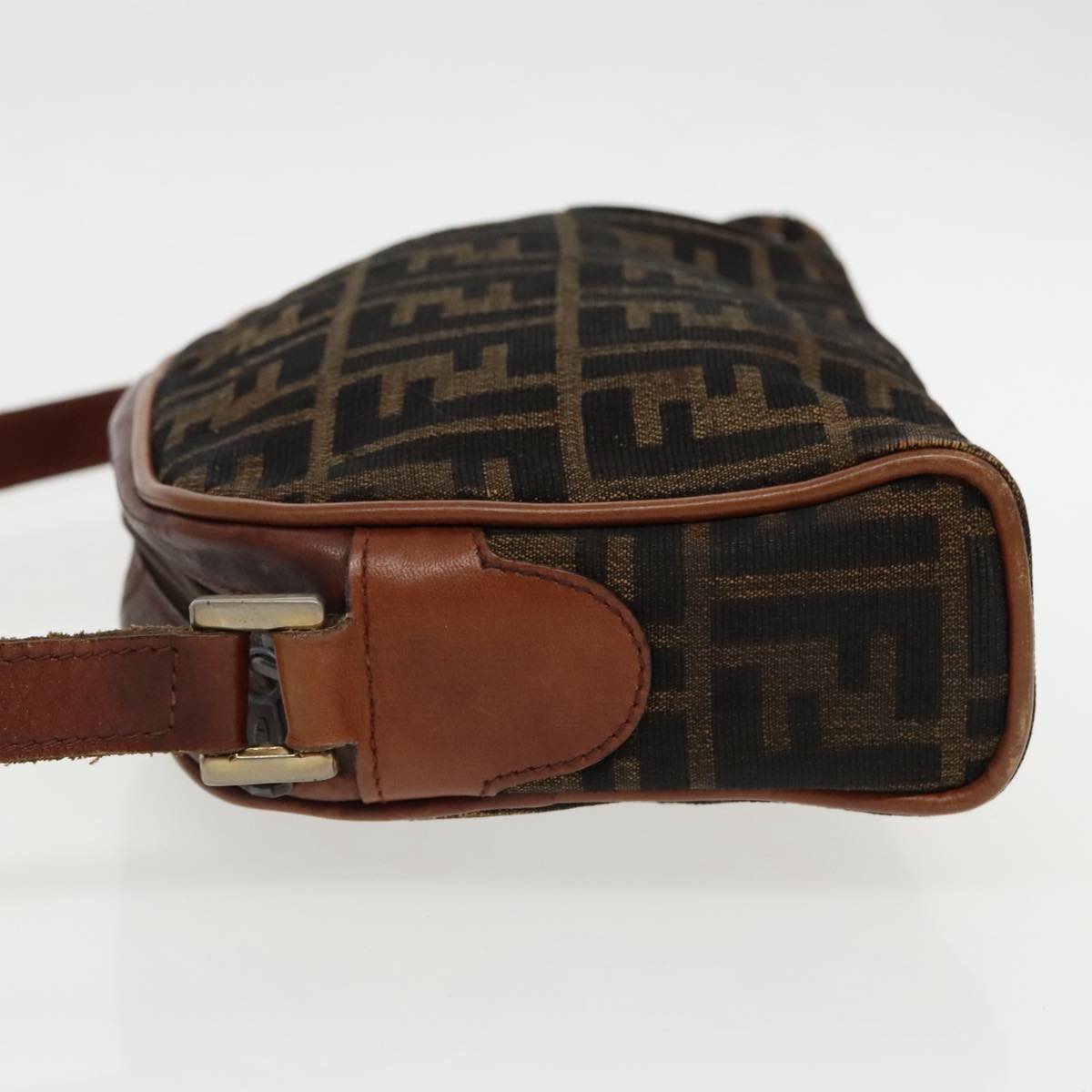FENDI Zucca Canvas Shoulder Bag Vintage Black Brown ep6165