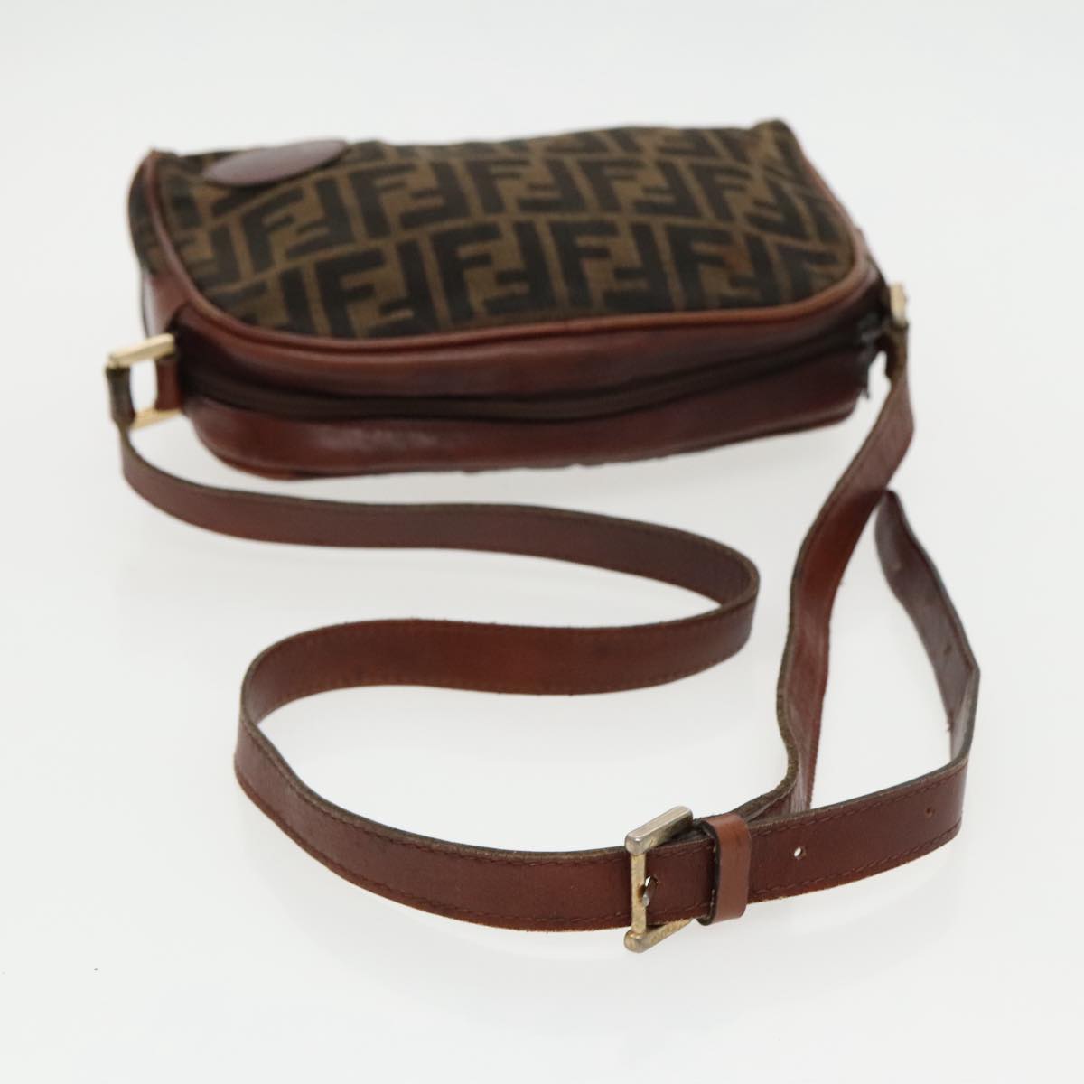 FENDI Zucca Canvas Shoulder Bag Vintage Black Brown ep6165