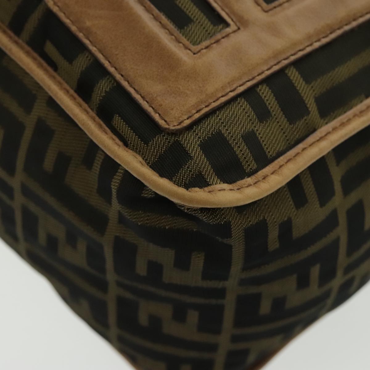 FENDI Zucca Canvas Shoulder Bag Black Brown ep6186