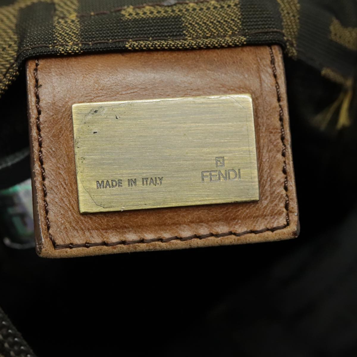 FENDI Zucca Canvas Shoulder Bag Black Brown ep6186