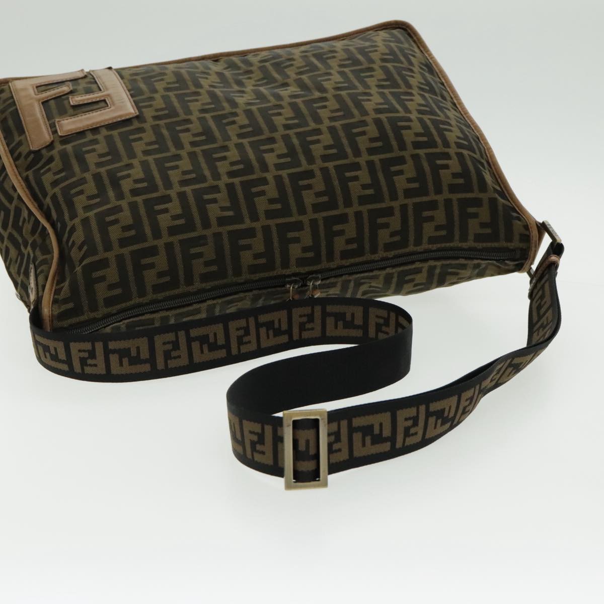 FENDI Zucca Canvas Shoulder Bag Black Brown ep6186