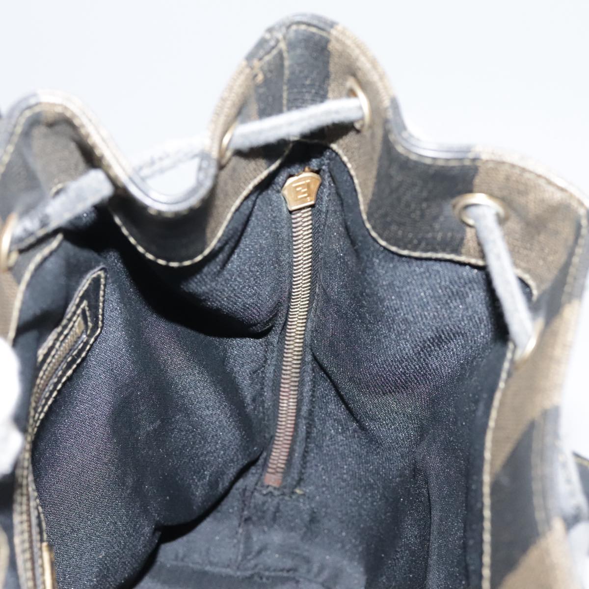 FENDI Pecan Canvas Backpack Brown Black gold ep6248