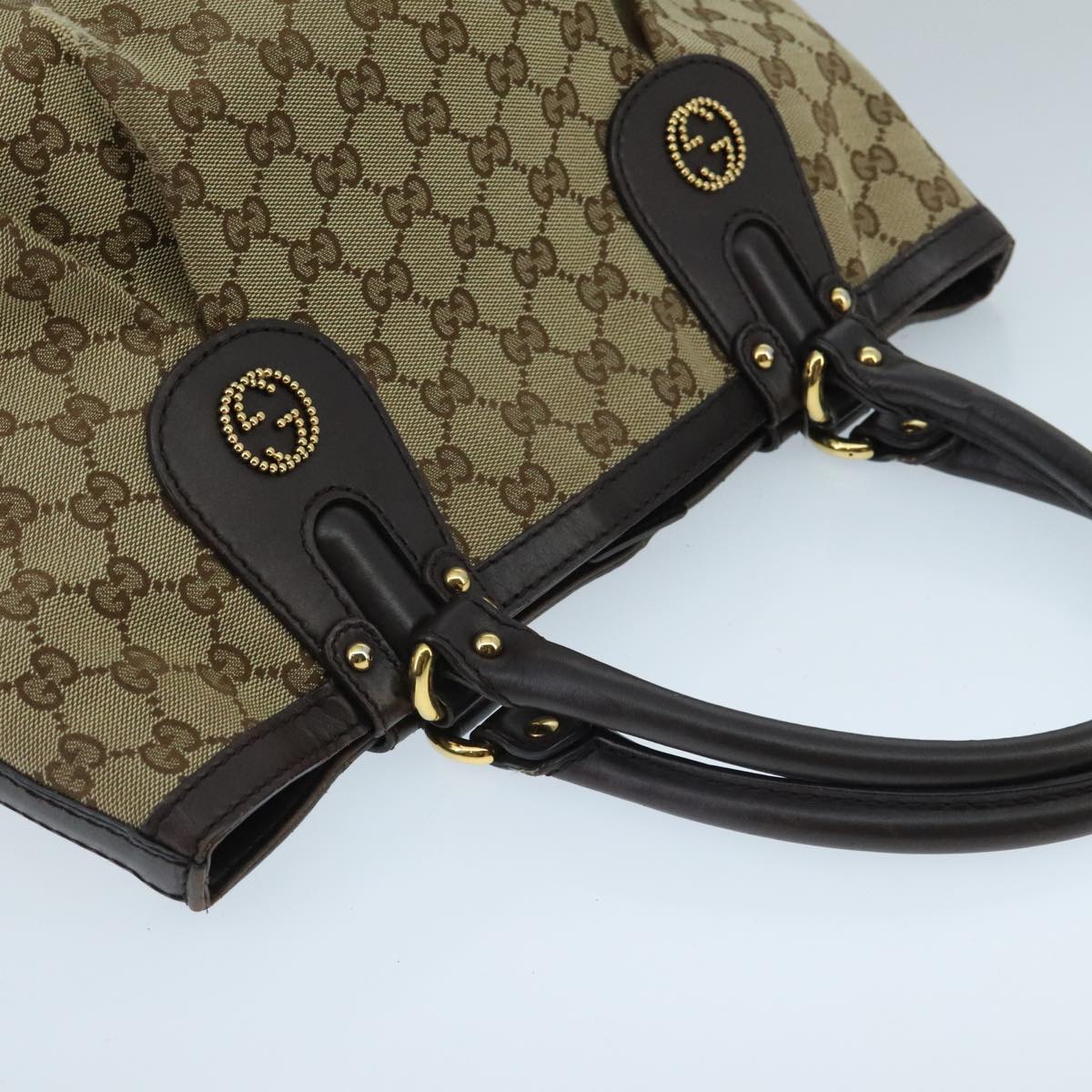 GUCCI GG Canvas Hand Bag Beige Gold 269953 ep6313