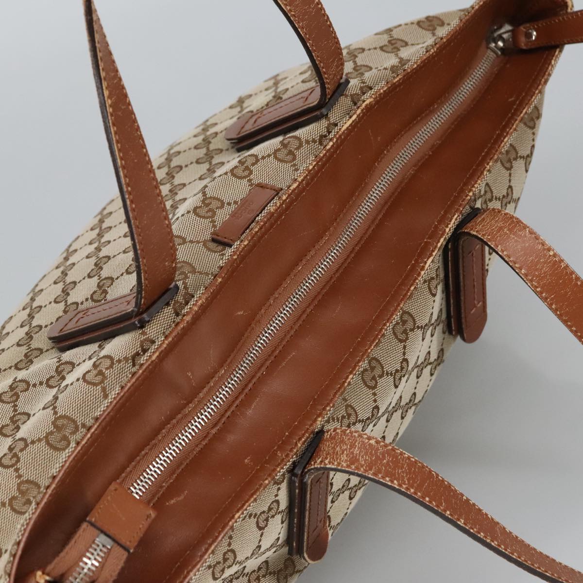 GUCCI GG Canvas Tote Bag Beige Silver 308928 ep6333