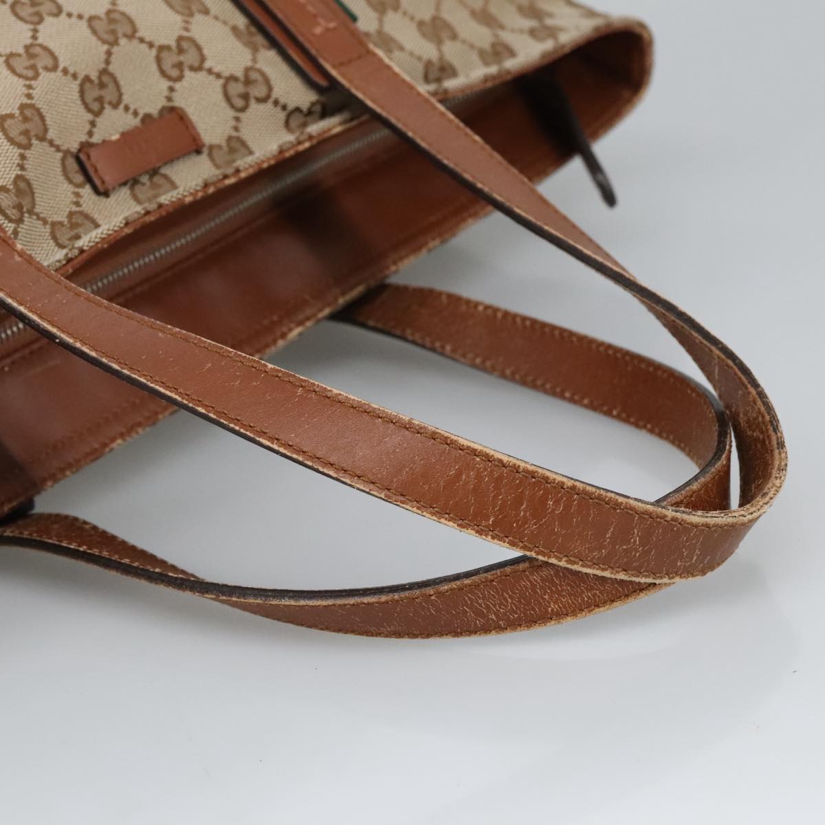 GUCCI GG Canvas Tote Bag Beige Silver 308928 ep6333