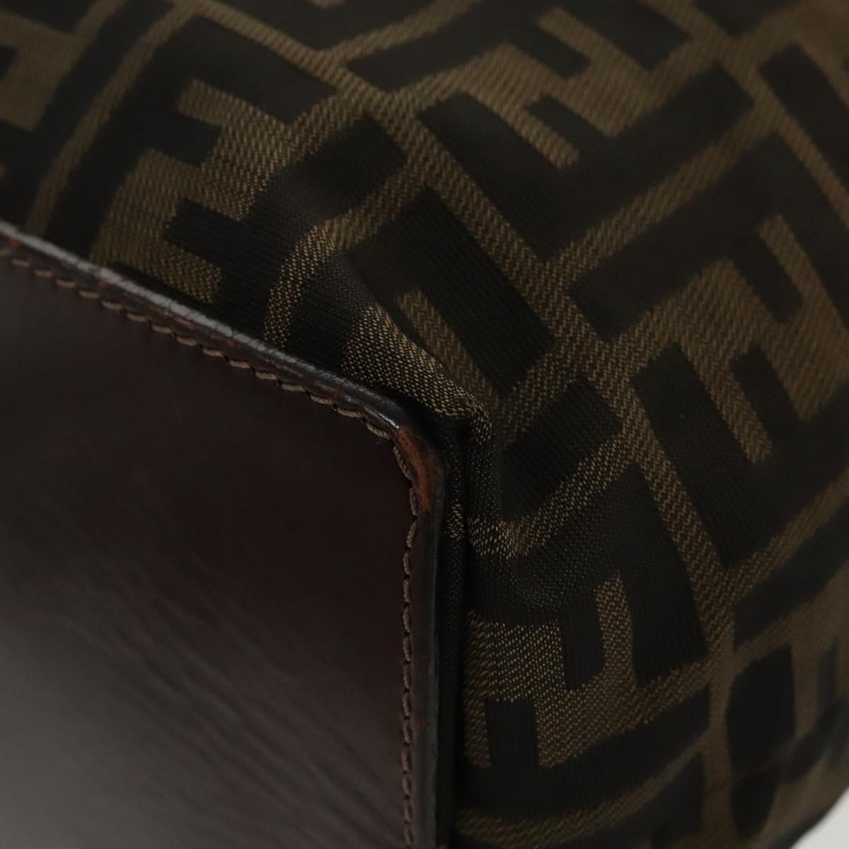 FENDI Zucca Canvas Tote Bag Brown Black Silver ep6371